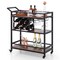3-tier Bar Cart on Wheels Home Kitchen Serving Cart with Wine Rack and Glasses Holder - 41" x 14" x 37"